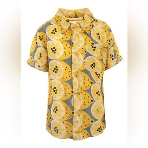 Appaman Boys Playa Button Down Shirt in Lemon Print